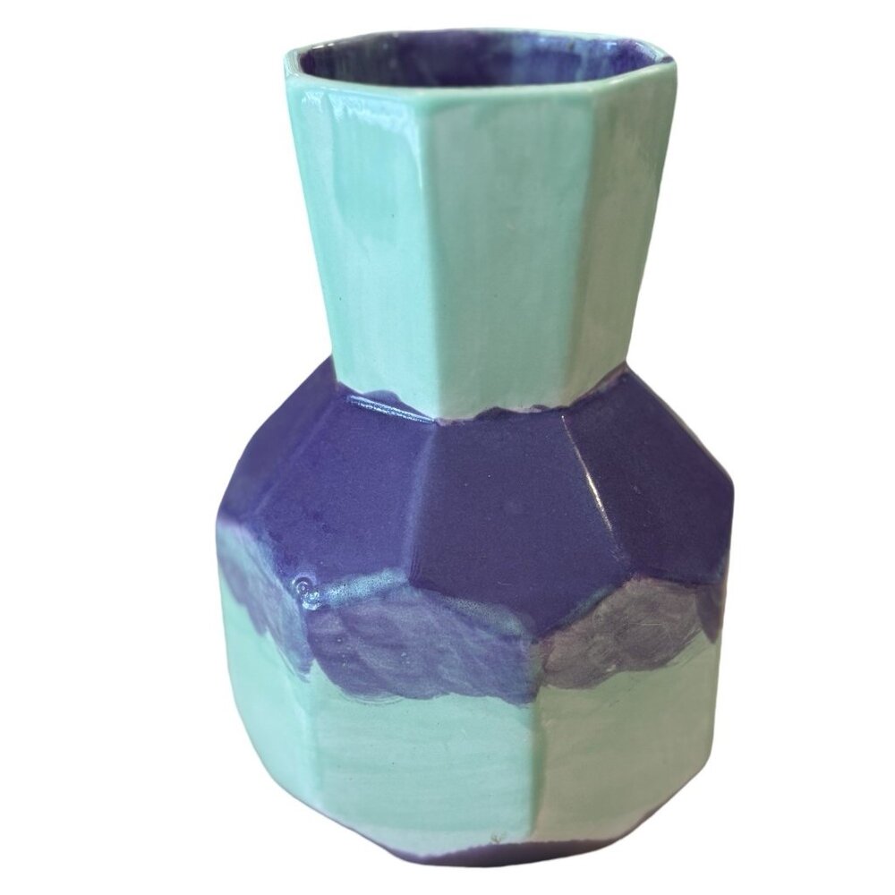 Handpainted Multi Vase Tall Bud Fun Beach Deco Color splash Bright Retro Art